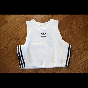 Adidas White Crop Tank Top